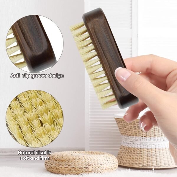 2pack Nail Brush For Cleaning Fingernails, Wooden Nail Brushes, Vintage Colors Fingernail Brush For Cleaning Nail Scrub Brush Natural Sisal Bristles Are Biodegradable - Image 3