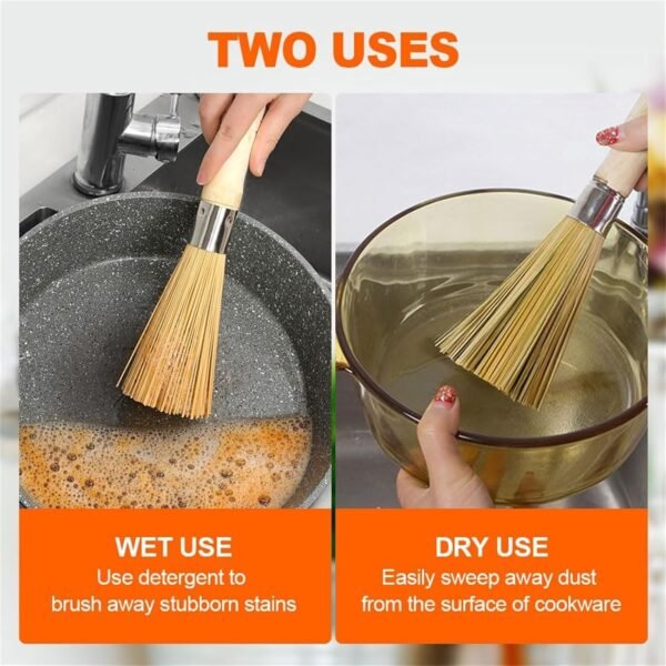Natural Cleaning Brush Set For Home Use Kitchen Cleaning Tools That Are For Pots And Pans Dishwashing Brushes Large Baking Sheets for Oven (Beige, 20cm) - Image 4