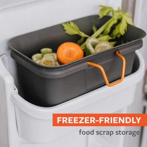 Full Circle Scrap Happy – Food Scrap Collector and Freezer Compost Bin - Hanging Kitchen Countertop Bin for Fruit and Vegetable Waste, Slate - Image 4