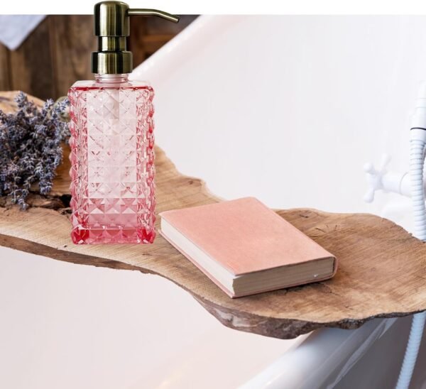 Vintage Soap Dispenser for Bathroom,Glass Kitchen Soap Dispenser with Pump,Farmhouse Soap Dispenser Antique,Cute Small Liquid Hand Soap Dispenser,Rustic Decorative Dish Soap Dispenser (Pink) - Image 6