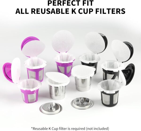 200 Count Fanativita K Cup Filters Disposable with Genius Lid Design, Fit All Reusable K Cups for Keurig (White) - Image 2