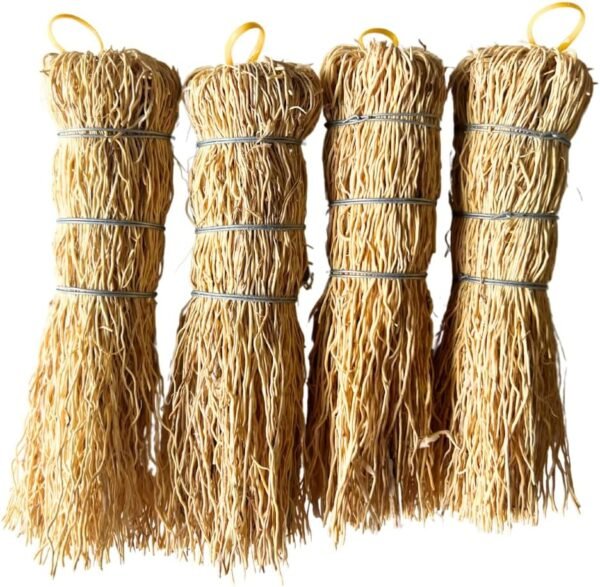 Natural Fiber Dish Brush Cleaners - Mexican Escobeta de Raiz Natural 5.5" with Hangers - Sustainable Kitchen Cleaning Scrubber Brushes for Pots, Sinks, and Pans - Yellow Cepillo Limpia Trastes (4)