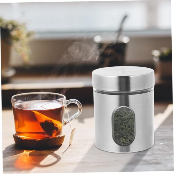 MAGICLULU 1pc Stainless Steel Storage Tank Coffee Container Window Spice Jar Kitchen Storage Jar Bulk Flour To Go Food Containers with Lids Dry Nuts Bottle Tea Tin Tea Canister Silver Glass - Image 9