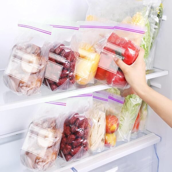 EKIND Food Storage Freezer Bags, Reusable Double Zipper Seal Bags, Food Grade Self-Sealing Plastic Seal Dense Bags for Refrigerator Freezing (15 Pcs, 11 Inch x 10.7 Inch) - Image 6