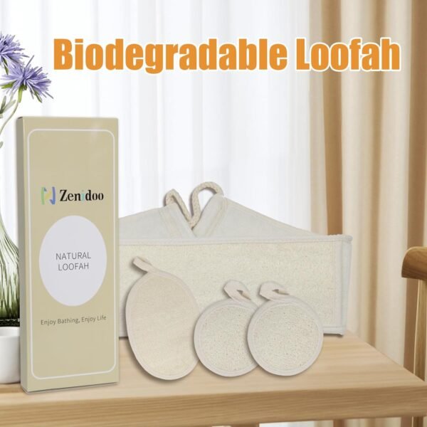 Loofah Sponge Exfoliating Body Scrubber(4 Pack), Zenidoo Natural Loofah Face Pad Bath Shower Body Scrubber for Women and Men, Made with Eco-Friendly and Biodegradable Luffa Pads,Large Size - Image 5