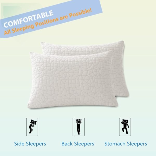 Shredded Memory Foam Pillows - Queen Size Set of 2,Adjustable Bed Pillows for Side Back Stomach Sleepers,Comfy Cooling Pillows for Sleeping with Washable Cover - Image 4
