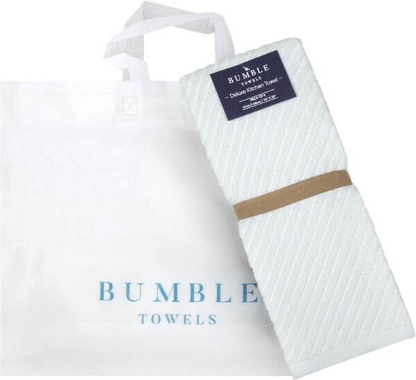 Premium Kitchen Towels (16”x 25”, 6 Pack) | Large Cotton Kitchen Hand Towels | Dish Towels | Diagonal Weave Design | 445 GSM Highly Absorbent Tea Towels Set with Hanging Loop | White - Image 5