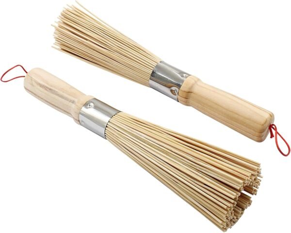 2 Pack Natural Bamboo Wok Brush, Traditional Kitchen Pan Cleaning Brush Bamboo Scrubber Scrub Brush Bamboo Pot Brush, 10-Inch Length - Image 5