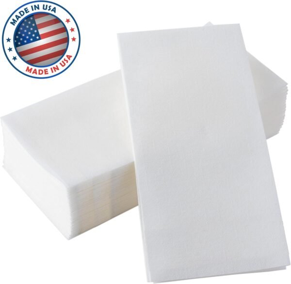 200 BloominGoods Disposable Bathroom Napkins | Single-Use Linen-Feel Guest Towels | Cloth-Like Hand Tissue Paper, White, 12" x 17" (Pack of 200, Made In USA) - Image 4