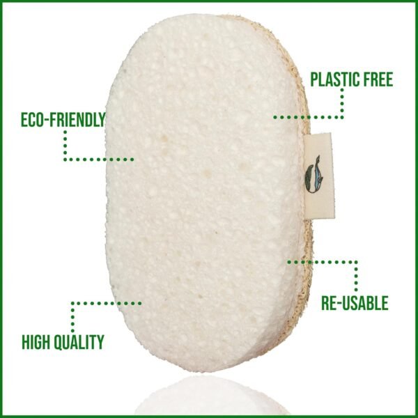 Dual-Sided Natural Sponges for Dishes - Plastic-Free Scrubbing Scrub Sponge Set - Mulituse Plant-Based Cellulose Sponges - Non-Scratch Quick Drying Scrubber Sponges for Kitchen Cleaning - 3 Pack - Image 4