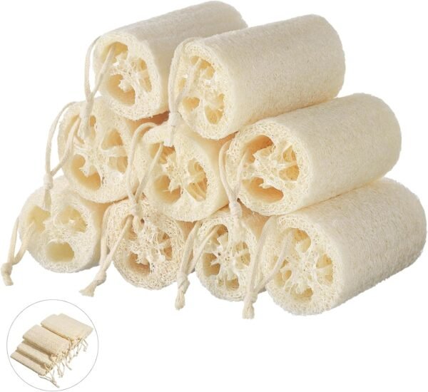 9 Pack 6" Natural Loofah Sponge Medium Size Natural Organic Loofah for Kitchen Cleaning Dishes Body Scrubber Loofa Eco Friendly for Skin Care Men and Women