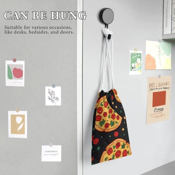 Food Pizza Drawstring Storage Bag Canvas Stuff Sack Christmas Gift Pouch Laundry Bags Reusable Cloth Shoe Bags 12 * 18cm - Image 6
