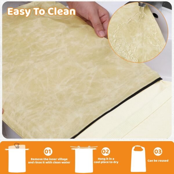 Bread Bags for Homemade Bread, 2 Pack XL Beeswax Bread Bags for Sourdough Reusable Bread Bags Sourdough Bread Bags Linen Bread Bag Bread Storage Bags Food Storage Bag(Brown 12.6"x17") - Image 2