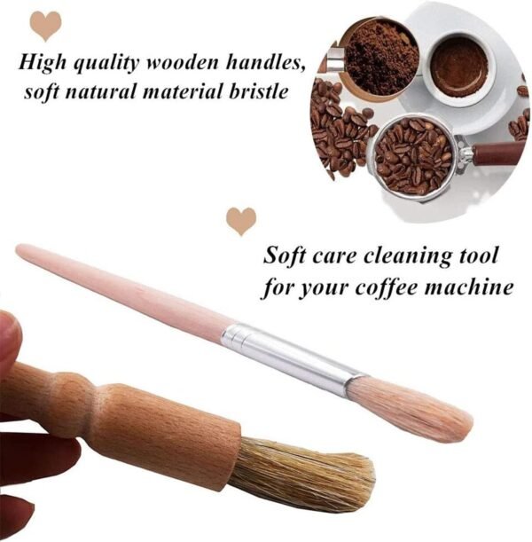 Espresso Brush Set 4 Pieces Professional Espresso Machine Cleaning Brush Wood Handle Natural Bristles Brush for Coffee Grinders Cleaning - Image 5