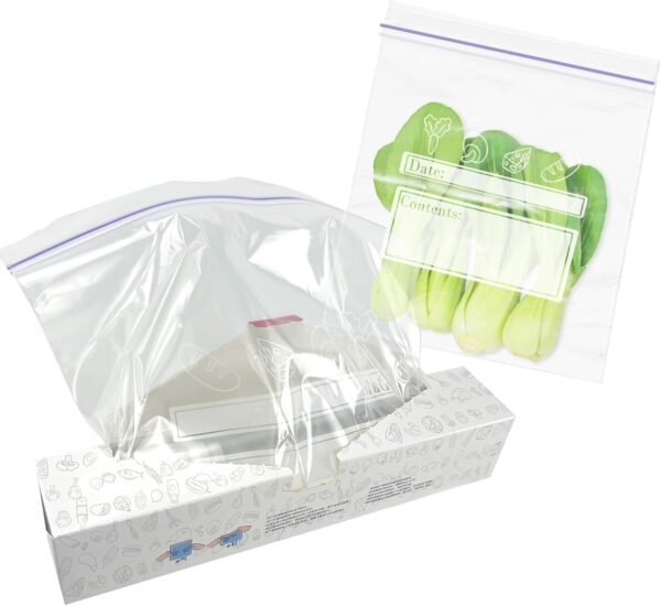 EKIND Food Storage Freezer Bags, Reusable Double Zipper Seal Bags, Food Grade Self-Sealing Plastic Seal Dense Bags for Refrigerator Freezing (15 Pcs, 11 Inch x 10.7 Inch)