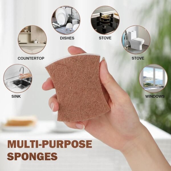 Orighty Non-Scratch Scrub Sponge, 24-Pack, Biodegradable Cellulose Kitchen Scrubber Sponges, Ideal for Kitchen Cleaning, Non-Stick Cookware, Washing Dishes, Bathroom, and Household - Image 5