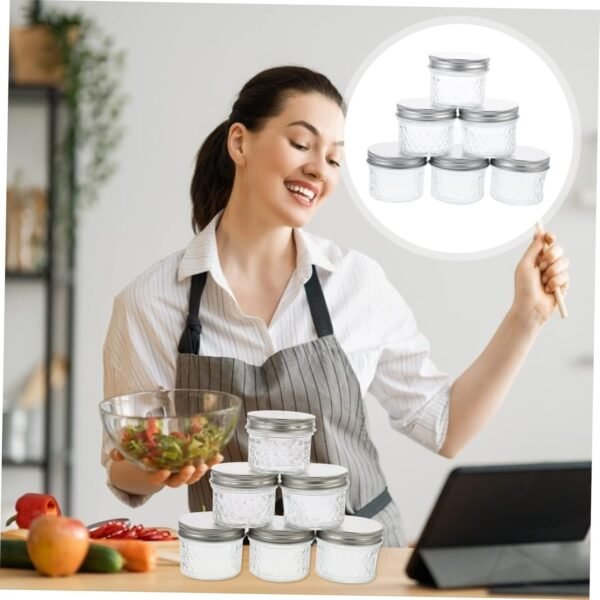 6 Pcs Diamond Mason Jar Empty Bottles Pickle Bottle Mason Jars Canning Clear Glass Storage Bottles Transparent Glass Bottles Glass Storage Container 100ml Glass Bottles Glass Jars - Image 7