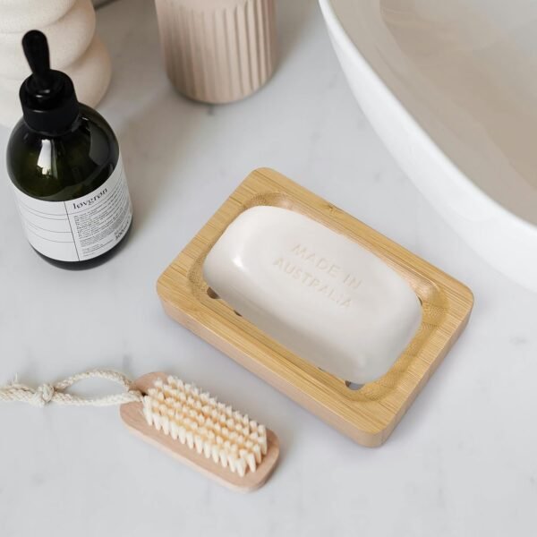 2 Pack Bamboo Soap Dish Self-Draining Holders Slotted Soap Dish Non-Slip Soap Saver for Bar Soap in Shower Bathroom Bathtub and Kitchen - Image 6