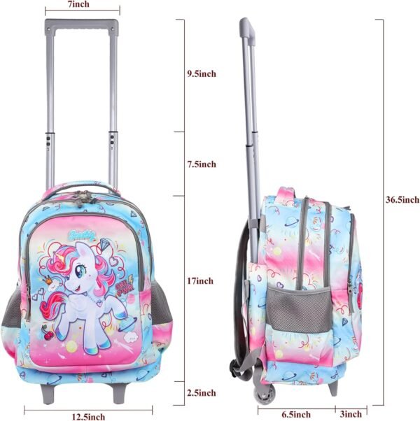 seastig Rolling Backpack for Kids Wheeled Backpack 18in Double Handle Backpack with Wheels - Image 3