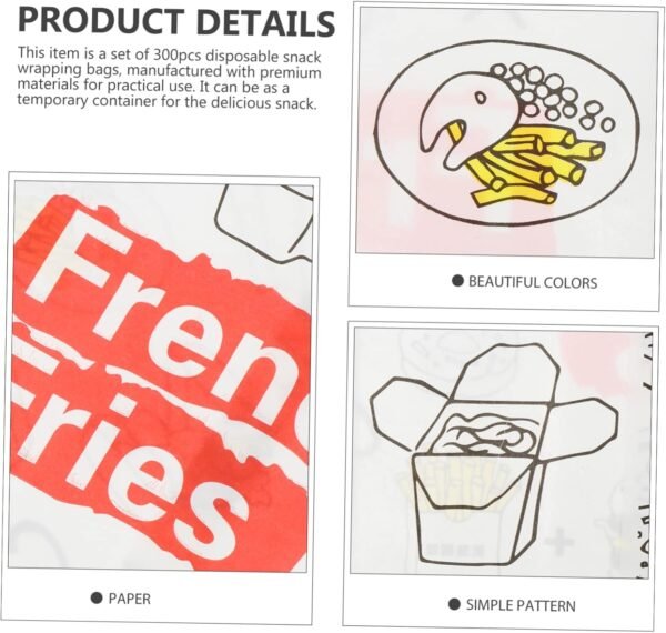300pcs French Fries Greaseproof Paper Bag Reusable Juice Pouches Lunch Bag Containers Food Containers Large Zip Lock Bags Reusable Drink Pouches Popcorn Tote Bag Snack Wrapping Bag - Image 5
