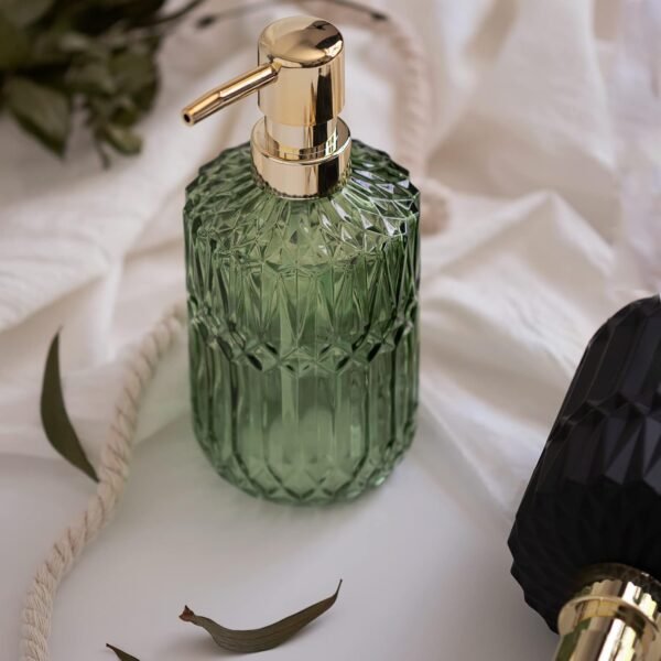 EMPO Clear Glass Soap Dispenser with ABS Plastic Pump, Crystal Lotion Dispensers for Kitchen Sink, Bathroom (Green) - Image 7