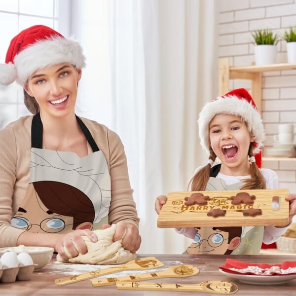 Harry Magic Kitchen Accessories, Unique Harry Gifts for Women Adult, Bamboo Cutting Board Set with Spoons and Apron Bamboo Cooking utensils, Christmas Gifts for Cooking Lovers - Image 7