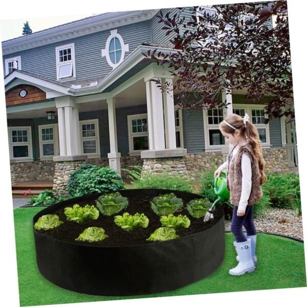 1pc Round Garden Planter Grocery Bag Tote Bag Organizer Vegetable Planter Pot Compost Bin Bed Kitchen Compost Bin Compost Bin Waste Bags Garden Trellis Reusable Shopping Bags Black - Image 8