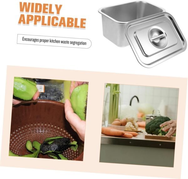 Compost Bin for Kitchen Countertop Stainless Steel Food Waste Bucket Small Trash Can with Lid Food Waste Bin for Kitchen Compost - Image 3