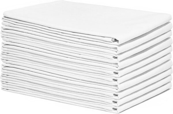 Organic Cotton White Dish Towels - 10 Pack Quick Drying White Kitchen Towels - Lint-Free White Organic Cotton Dish Cloths - Extra Large Highly Absorbent Blank White Tea Towels - 27"x27" (White)