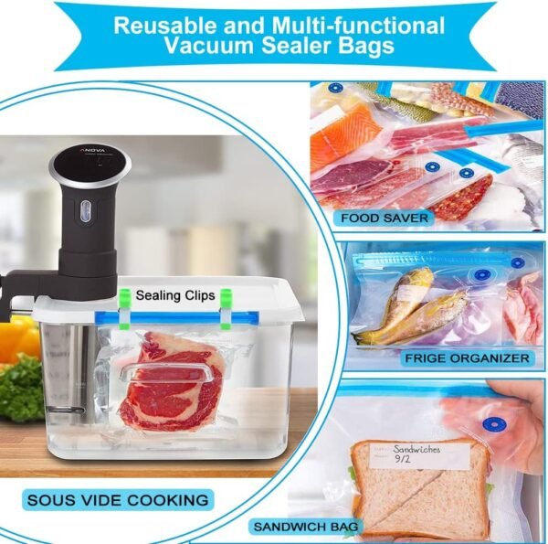 42 PCS Sous Vide Vacuum Sealer Set - 30 Reusable Bags, 5 Clips and Sealing Clips for Anova, Joule Cookers - Image 5