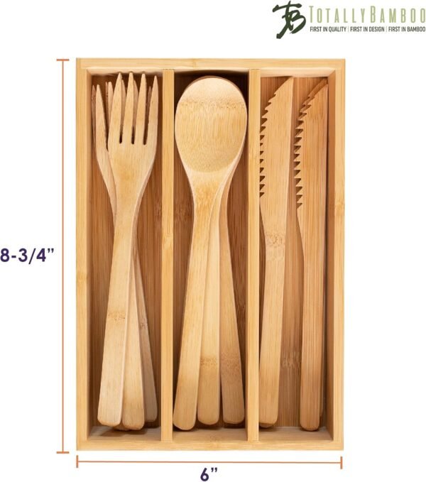 Totally Bamboo 12-Piece Reusable Bamboo Flatware Set with Portable Storage Case, Dishwasher Safe - Image 6