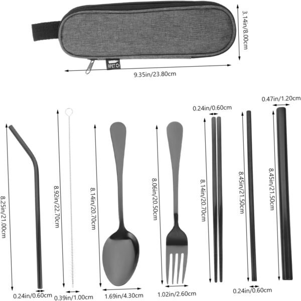 Kisangel 1 Set Set Outdoor Travel Tableware Bag Cookware Stainless Silverware Tiffin Lunchbox Reusable Camping Kit Cooler Individually Wrapped Cutlery Packets Food Spoon Stainless Steel - Image 2