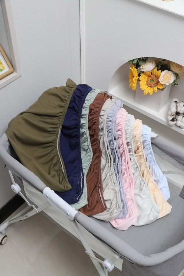 Organic Bassinet Sheets 2 Pack 100% Cotton Jersey Fitted Sheets for Baby Boys and Girls, Compatiable with Mika Mikcy & Baby Delight & Bedside Sleeper, Pale Yellow and Brown - Image 7