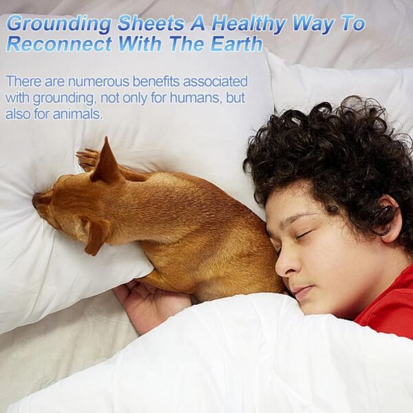 Grounding Sheets for Bed King Earthing Fitted Sheet 10% Silver & 90% Organic Cotton Conductive Bed Sheets Kit Earth Connected for Pain Relief Sleep Therapy with Grounding Cord (76"X 80"X 15" White) - Image 4