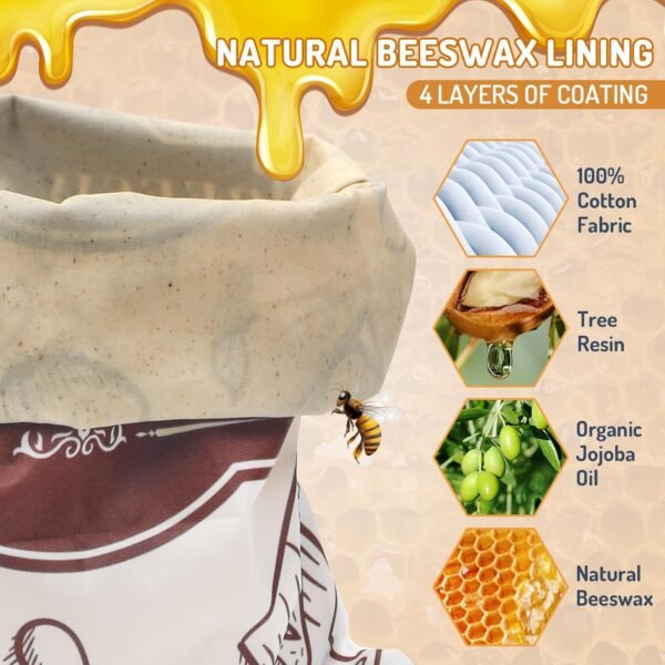2-Pack Beeswax Bread Bags, Reusable Brown Bread Bags with Beeswax Lining for Homemade Bread Fresh Keeping,Freezer Bread Keeper, Homesteading Essentials and Baking Gifts. - Image 2