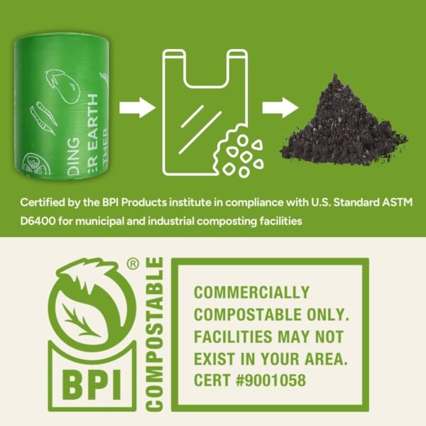 1.6 Gallon Compost Bags,50 Count, Small Food Scrap Compost Bags,BPI Certified and Meet The ASTM D6400 Standard - Image 7