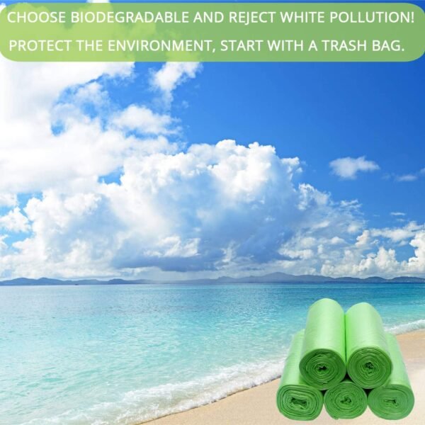 2 Gallon Compostable Trash Bags Small Biodegradable Garbage Bags 7.5 Liters Wastebasket Trash Liners for Bathroom Office Bedroom, Green 100 Counts - Image 6