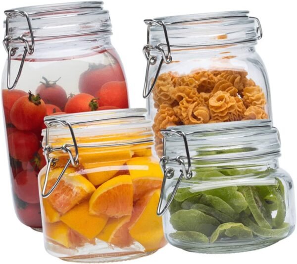 MAGICLULU Glass Storage Jars Cup Sealing Containers Tin Condiment Clear Tote Airtight Sealer Vacuum Machine Canister Stainless Bins Pantry Lids Sealed Jar Jars for Kitchen Storage Seal Pot