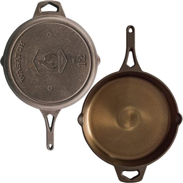Backcountry Iron 12 Inch Smooth Wasatch Pre-Seasoned Round Cast Iron Skillet - Image 3