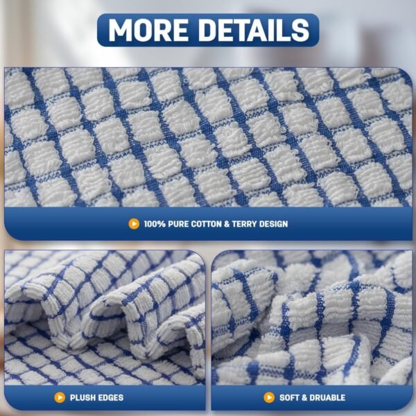 100% Cotton Kitchen Dish Towels, 16 Inch x 25 Inch Absorbent Dish Cloths 6 Pack Kitchen Towels, for Drying Dishes and Table - Image 8