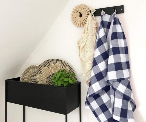 Buffalo Plaid Kitchen Towels Set of 3 - Blue Gingham Kitchen Towels, Hanukkah Towels Kitchen, Cotton Dish Towels - Navy Blue Cotton Kitchen Towels - Farmhouse Kitchen Towels (18x28) - Image 3