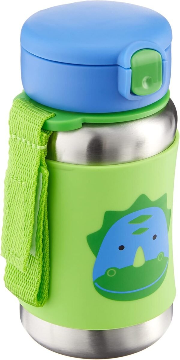 Skip Hop Toddler Sippy Cup with Straw, Zoo Stainless Steel Straw Bottle, Dino