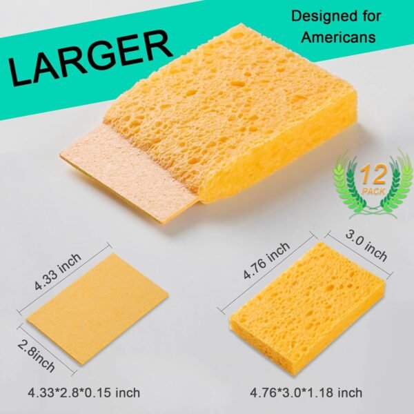 12-Count Extra Large Compressed Sponges Kitchen for Dishes, Sponges for Cleaning, Biodegradable Cellulose Compressed Sponges for Kitchen, Bathroom, Camper, Backpacker - Image 6
