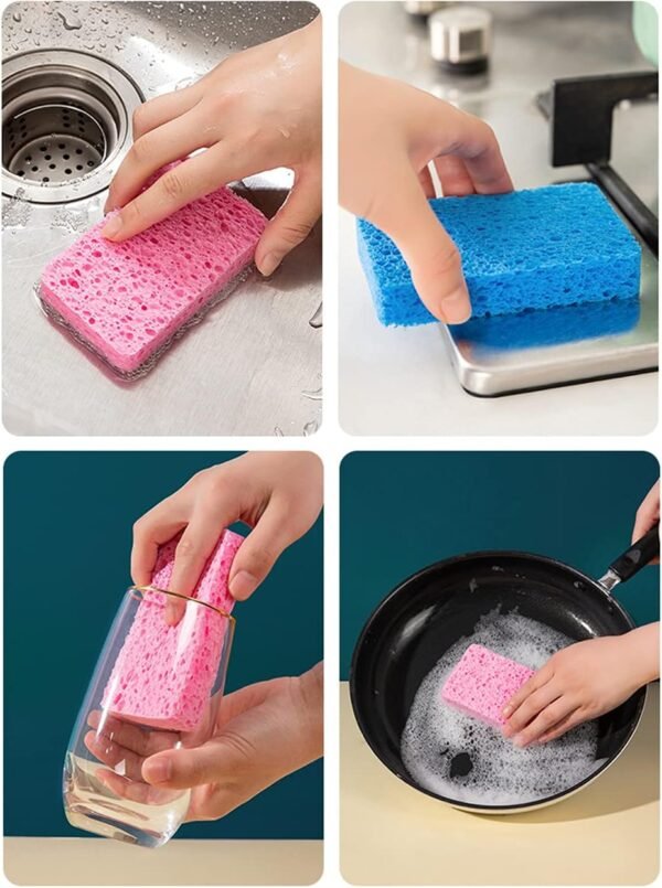 METUUTER 12-Count Kitchen Sponges- Compressed Cellulose Sponges Non-Scratch Natural Dish Sponge for Kitchen Bathroom Cars, Funny Cut-Outs DIY for Kids - Image 5