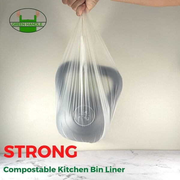 BPI certified 8 Gallon Extra Thick Compostable Trash Bag Liners with Handles (1.00 Mil = 25 mic) California SB 1383 ASTM D6400 Europe OK Home & Seedling (5~8 Gallon | 20~30 Liter) - Image 6