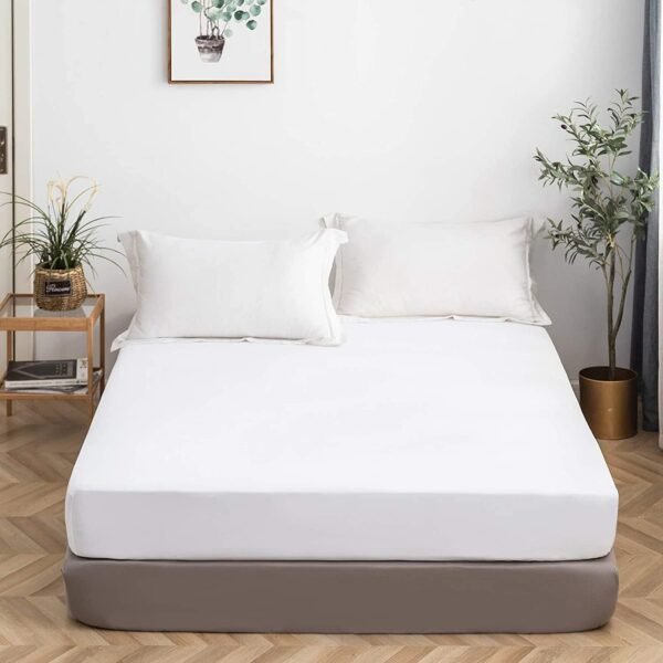 Premium Hotel Quality 800 Thread Count 100% Organic Cotton 1 Fitted Sheet Only, Soft Wrinkle Free Sheet Extra Deep Pockets Fits 12" to 16 Inch Mattress - Long - Staple (King, White) - Image 2