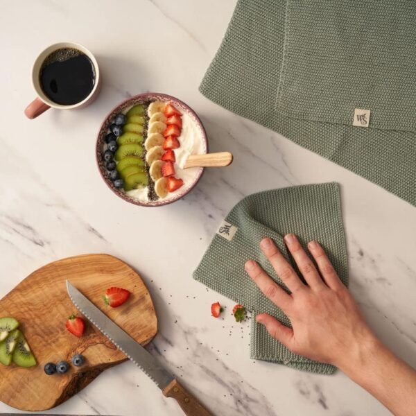Wild & Stone | Organic Cotton Dish Cloth | Eco-Friendly Kitchen Cloth | Biodegradable & Compostable Cleaning Cloth | Moss Green - Image 3