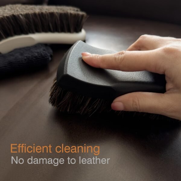 2 pcs Horse Hair Brush for Leather, car wash Brush Furniture, Sneakers, Boots, and More (Works on Natural, Synthetic, Pleather, Faux Leather and More) - Image 5