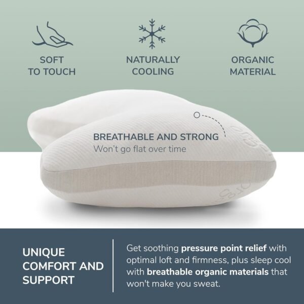 Naturepedic Organic Latex Side Sleeper Pillow - Standard/Queen Bed Pillow with Shoulder Cutout - Luxury Pillow for Back Support and Neck Pain Relief - Image 4