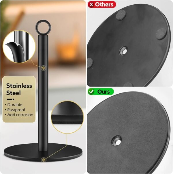 Paper Towel Holder, Paper Towels Holder Countertop, Kitchen Paper Towel Holders, Black Kitchen Roll Holder, Countertop Roll Holders - Image 3